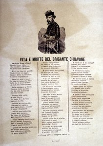 Lyrics of a popular song about the robbers of Chiavone by Italian School