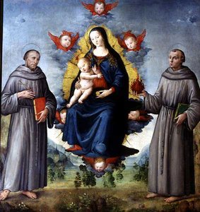Madonna and Child, flanked by SS Francis of Assisi and Anthony of Padova by Italian School