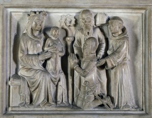 Madonna and Child, with a warrior and saints by Italian School