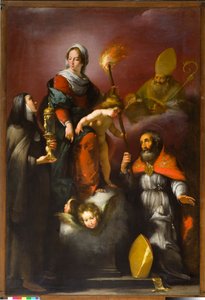 Madonna with Child and Saints Clare, Ambrose and Erasmus, c.1625 by Italian School