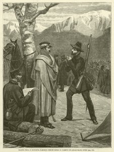 Mazzini Prays and Pleads with Ramorino to Resume the Path They Had Agreed Upon (engraving) by Italian School