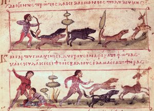 Deer Hunting, illustration from the Cynegetica by Oppian by Italian School