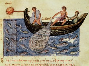 Fishing with a Net, illustration from the Halieutica by Oppian by Italian School