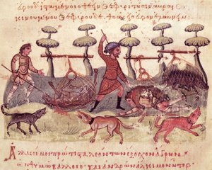 Hunting with Nets, illustration from the Cynegetica by Oppian by Italian School