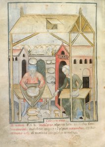 Preparation of cheese, from Tacuinum Sanitatis, c.1390-1400
