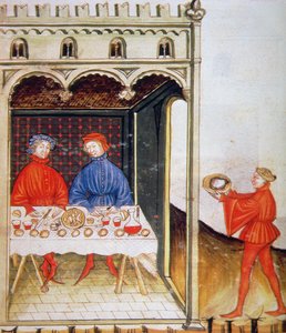 Tasting Boiled Wheat, from the Tacuinum Sanitatis Codex Vindobonensis