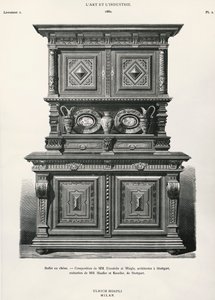 Oak sideboard designed in Stuttgart, illustration from L