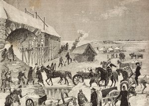 One of fortresses under construction on Russia border, engraving from L