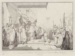 Peace concluded between Pope Alexander III and Emperor Frederick I Barbarossa by Italian School
