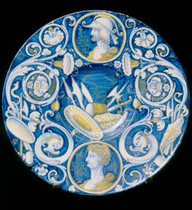 Plate with Weapons and Warriors by Italian School