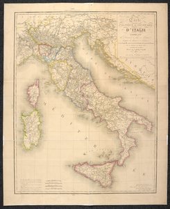 Political map indicating the divisions of the states of Italy by Italian School