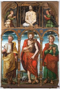 Polyptych of Saint John the Baptist with Saint Peter and Saint John the Evangelist, first half of the 16th century