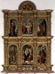 Polyptych showing the Madonna and Child with saints by Italian School