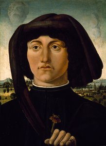 Portrait of a Young Man with a Pink Flower, c.1475-85 by Italian School