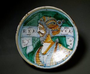 Portrait of a man with a turban, Ceramic plate, Viterbo, Italy
