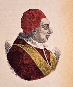 Portrait of Pope Benedict XIV, 1898 (engraving with later colouration)