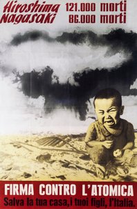 Poster Protesting Atomic Bomb Created by National Committee of Partisans of Peace by Italian School