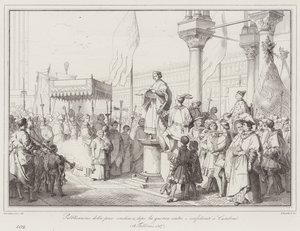 Publication of the peace concluded after the war against the Confederates at Cambrai by Italian School