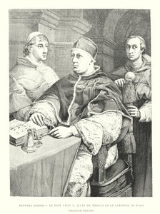 Raphael Sanzio, Pope Leo X, Jules de Medicis and Cardinal de Rossi, Collection of the Pitti Palace (engraving) by Italian School