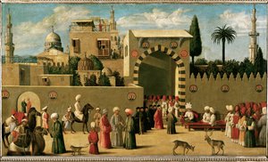 Reception of a Venetian embassy in an oriental town by Italian School