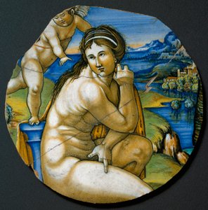 Representation of Venus, Ceramic plate, Faenza, Italy by Italian School