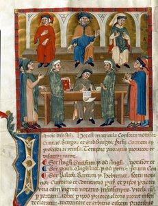 Representation of a Notary Studies Office Page taken from Matricola del Consorzio dei Notai di Perugia (ms. 972) (Register of the Order of Notaries) 1343-1354 Perugia, Biblioteca Comunale Augusta