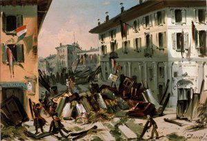 Revolutions of 1848, Five Days of Milan: barricades on Corso di Porta Vercellina on March 22nd
