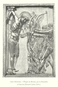 Saint Sebastian, Bronze Plaque by Donatello (engraving) by Italian School