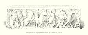 Sarcophagus from the Empire Era, at the Louvre Museum (engraving) by Italian School
