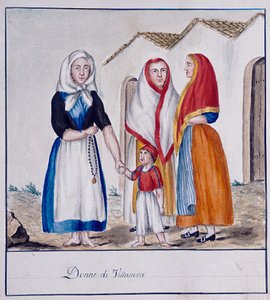 Sardinian Costumes of Villanova, Printed ms.258, Luzzetti Collection by Italian School