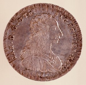 Silver piastra from Naples: reign of Charles III of Spain (1716-1788) and portrait. 1750. Naples, museo archeologico