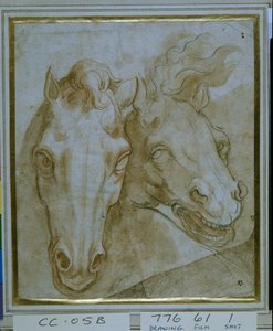 Studies for the heads of two horses by Italian School