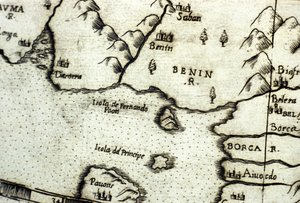 The Gulf of Benin, part of the Gulf of Guinea, based on a map of Urbano Monte by Italian School