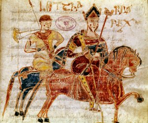 The King of the Francs and then Lotharia I (9th century). Miniature from 