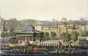 The Presentation of the Admiral to the Sultan, plate 14 from Part III, Volume I of The History of the Nations, engraved by Giacomo Bussi, c.1820