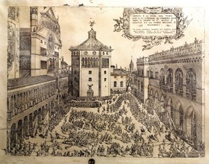 The Taurus Feast in the Grand Square of Cremone (Cremona) in Italy by Italian School