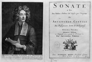 Title Page of Sonate a Tre with a Portrait of Arcangelo Corelli (1653-1713) by Italian School