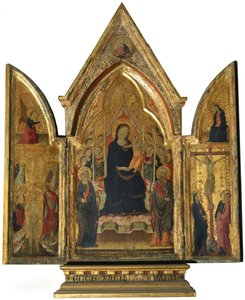 Triptych: Virgin Mary and Child with Saints, Angels and the Crucifixion by Italian School