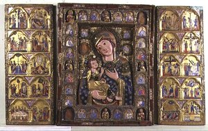 Triptych of the Madonna and Child with Evangelists, Prophets, and scenes from the Life of Christ by Italian School