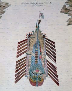 Trireme (ship with three banks of oars), from On maritime militia treatise, by Cristoforo Canal, Italy by Italian School