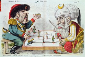Turkey and Russia Playing a Game of Strategy, from Le Perroquet, 1877 by Italian School