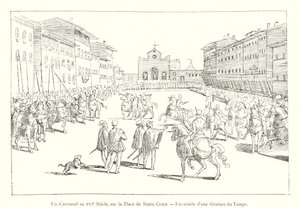 A Carousel in the 16th Century on the Piazza Santa Croce (engraving) by Italian School