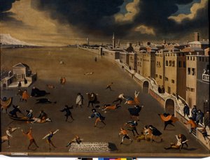 Venice: The frozen lagoon in the neighborhood of Fondamenta Nuove in the 18th century