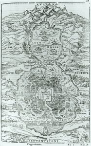 View from the North of the Aztec City of Tenochtitlan, from Relatione della Citta del Temistitan by Giovanni Battista Ramusio, Published in Venice 1606 by Italian School