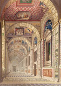 View of the second floor Loggia at the Vatican, with decoration by Raphael, from Delle Loggie di Rafaele nel Vaticano by Italian School
