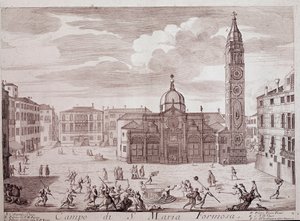 View of the Square of the Church of Santa Maria Formosa in Venice by Italian School