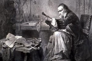Violin-maker in his workshop by Italian School