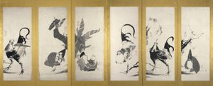 One of a Pair of Folding Screens by Ito Jakuchu