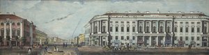 The Police Bridge with the Stroganov Palace. From the panorama of the Nevsky Prospekt, 1830 by Ivan Alexeyevich Ivanov