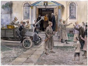 Requisition of the Church Treasures in Petrograd 5th May 1922 (from the series of watercolors Russian Revolution) by Ivan Alexeyevich Vladimirov